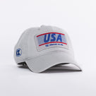Gray cap with USA and wrestling logos on a white background